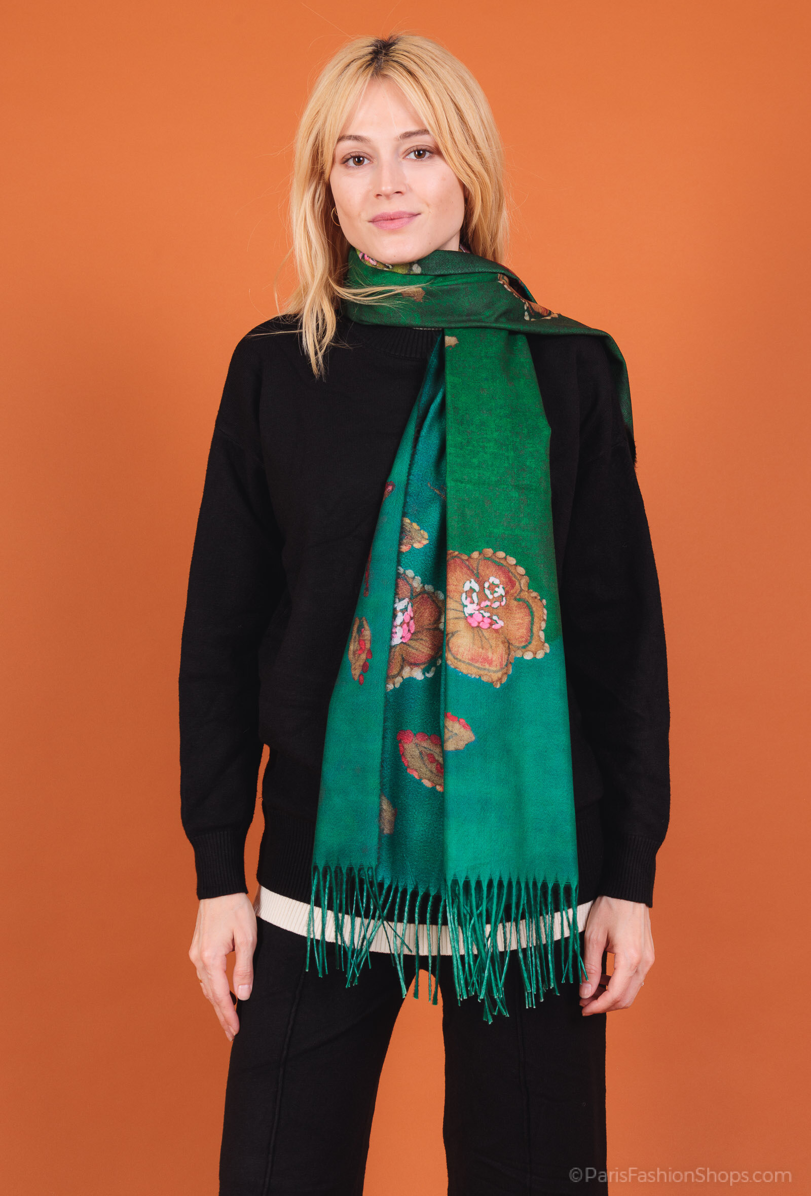 Großhändler By Oceane - Bedruckter Schal mit Fransen