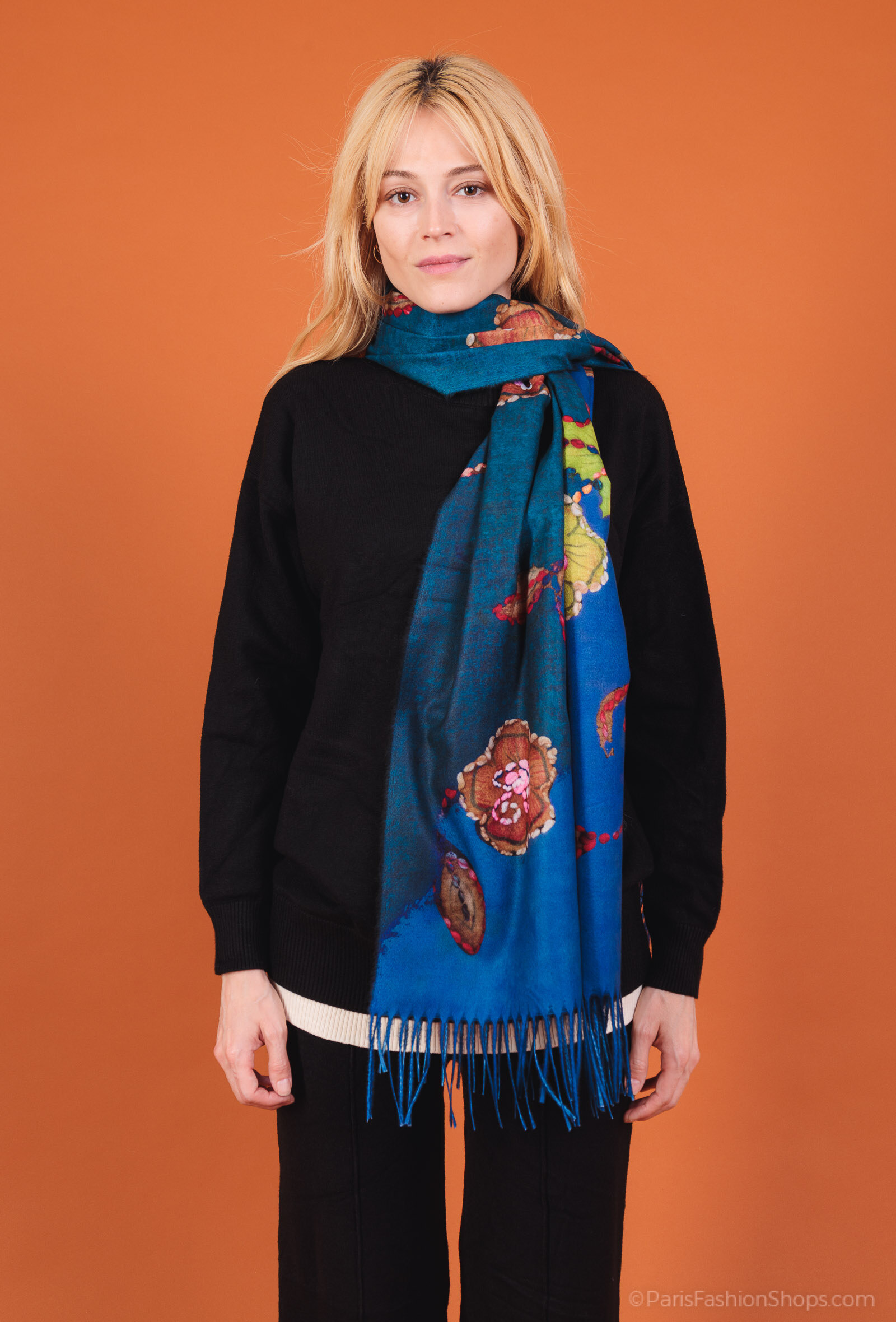 Großhändler By Oceane - Bedruckter Schal mit Fransen