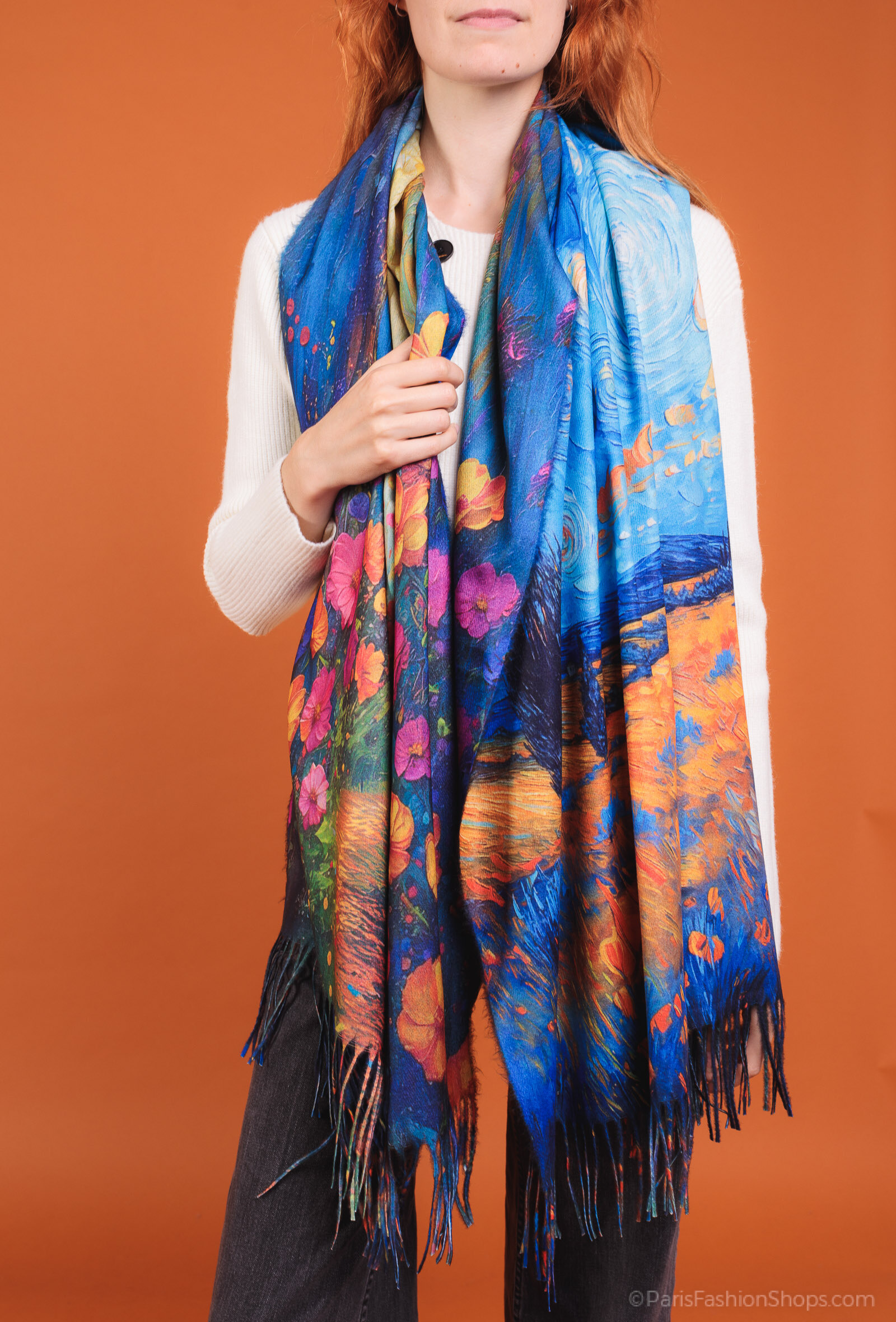 Großhändler By Oceane - Bedruckter Schal mit Fransen