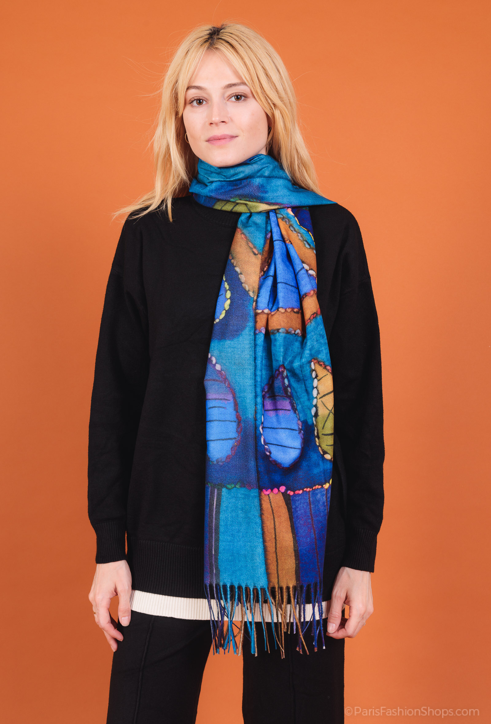 Großhändler By Oceane - Bedruckter Schal mit Fransen