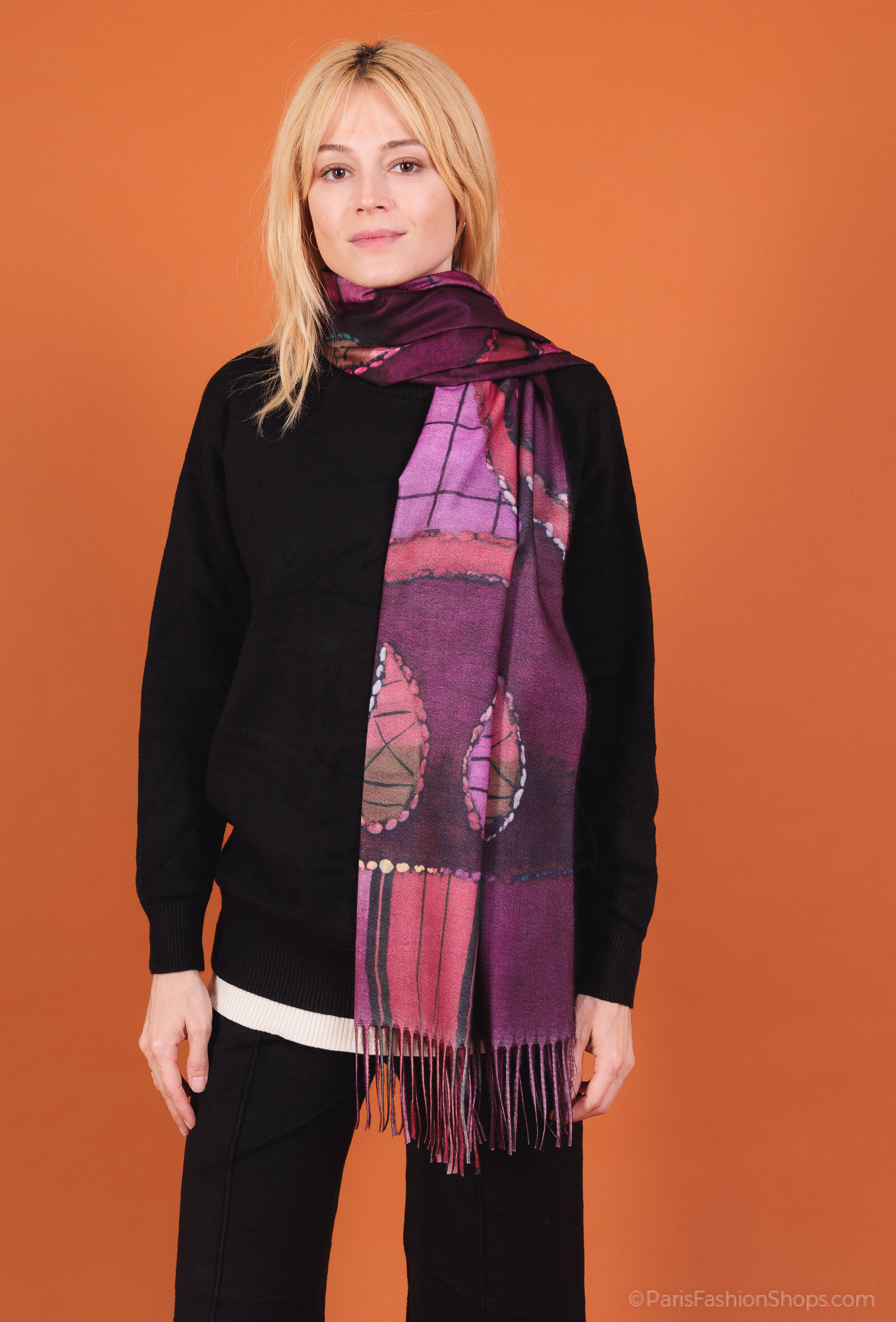 Großhändler By Oceane - Bedruckter Schal mit Fransen