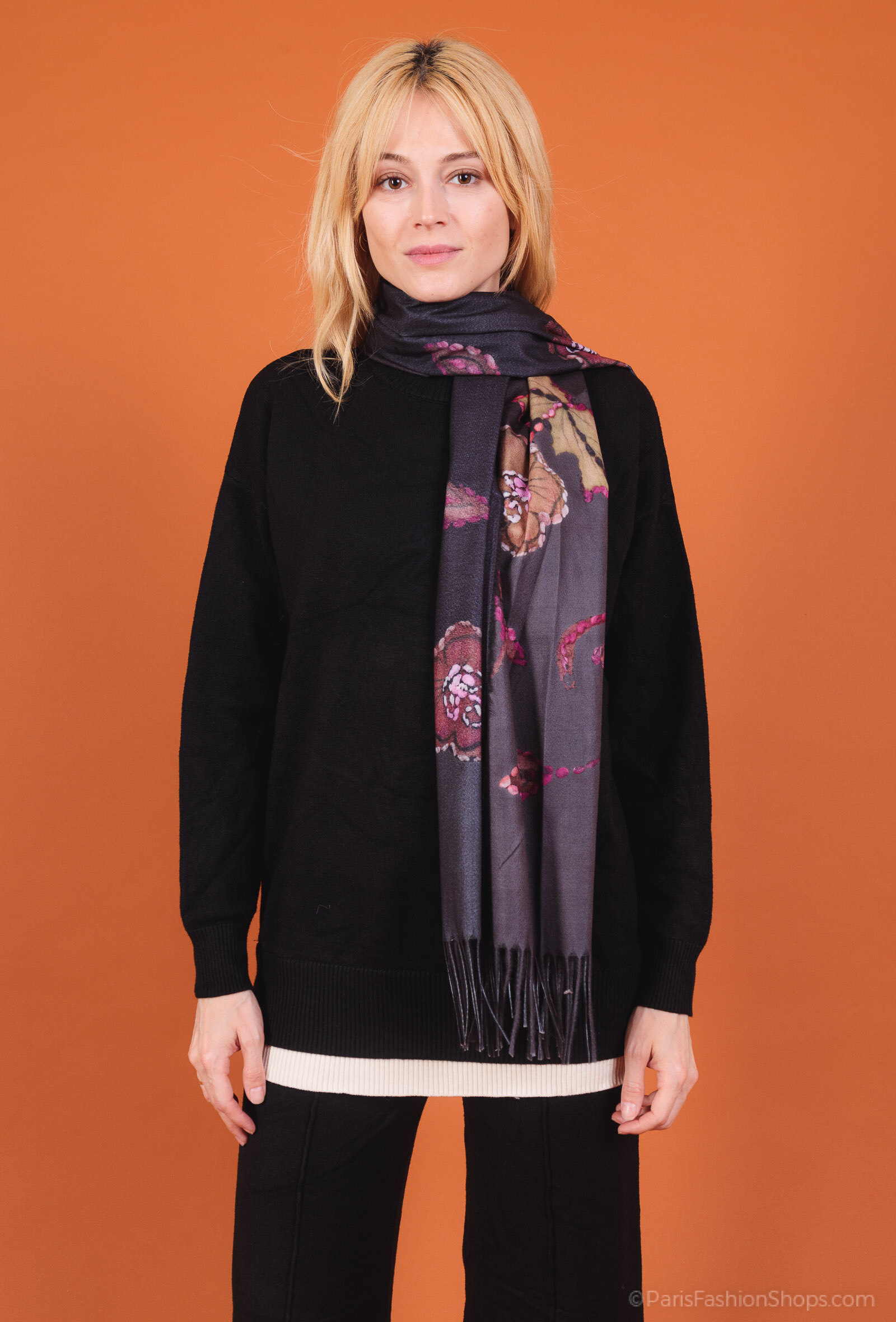 Großhändler By Oceane - Bedruckter Schal mit Fransen
