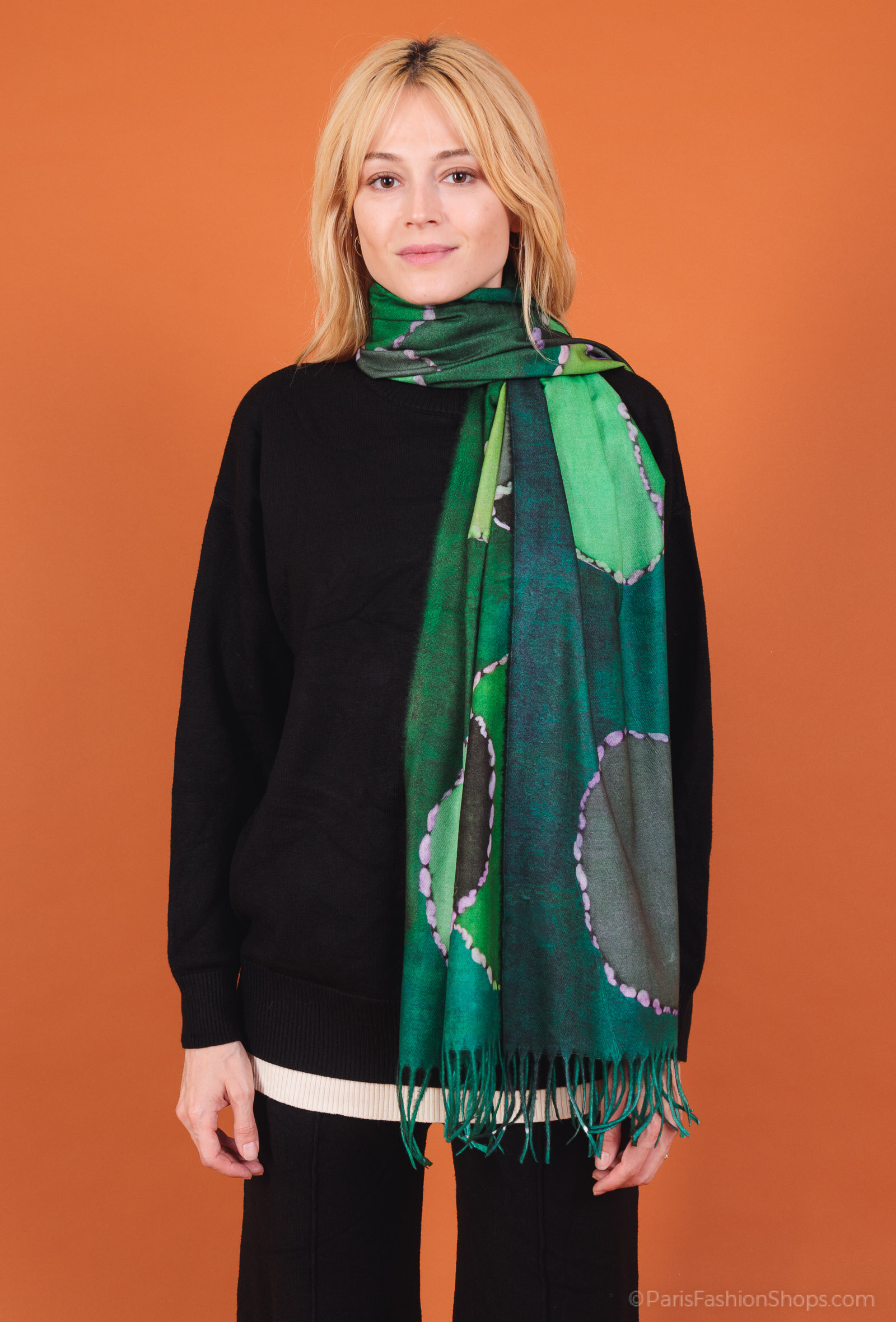 Großhändler By Oceane - Bedruckter Schal mit Fransen