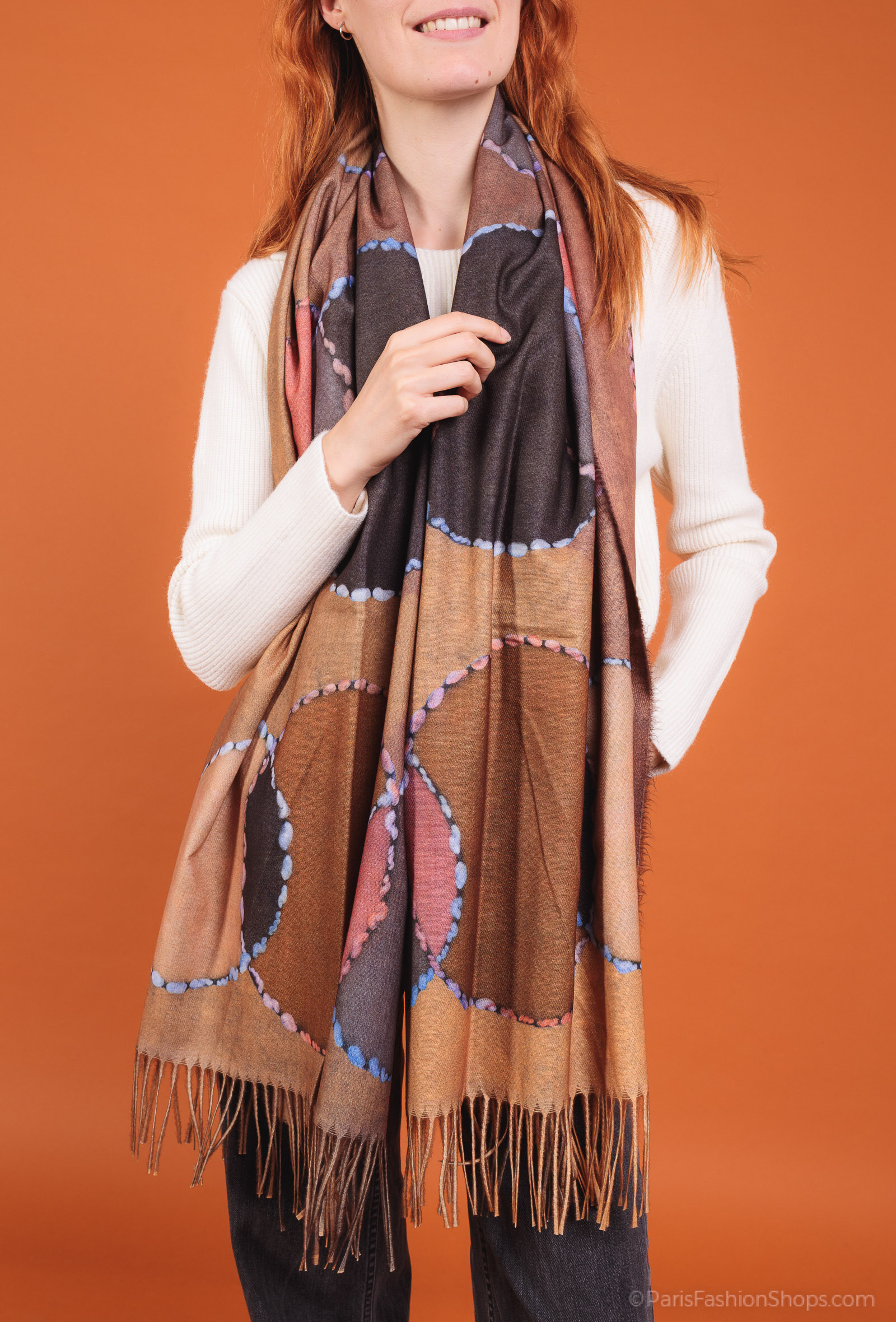 Großhändler By Oceane - Bedruckter Schal mit Fransen