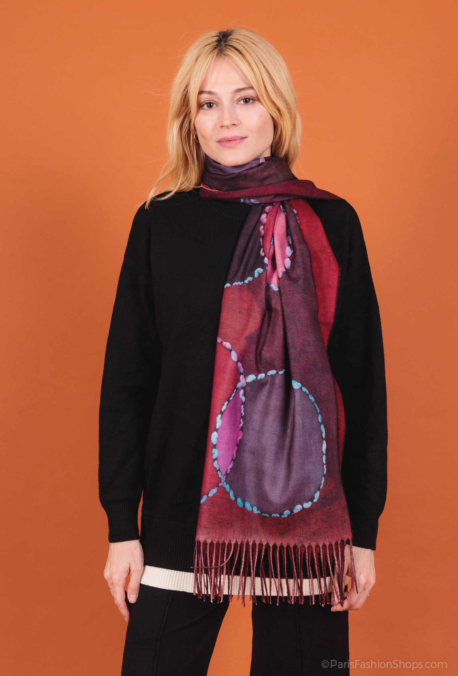Großhändler By Oceane - Bedruckter Schal mit Fransen