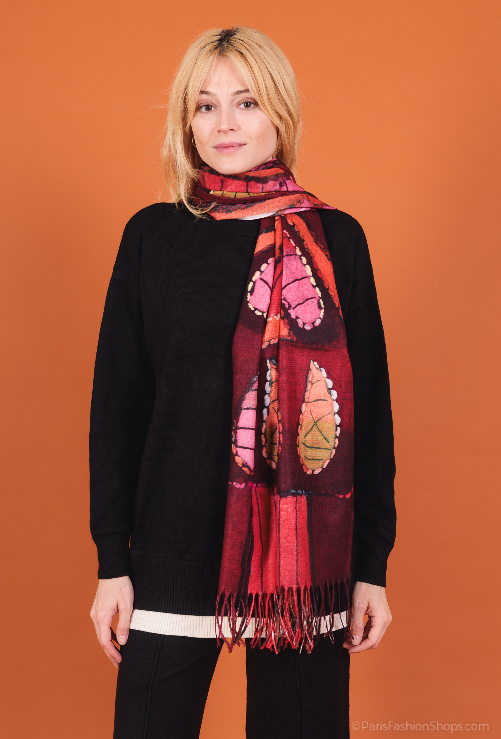 Großhändler By Oceane - Bedruckter Schal mit Fransen