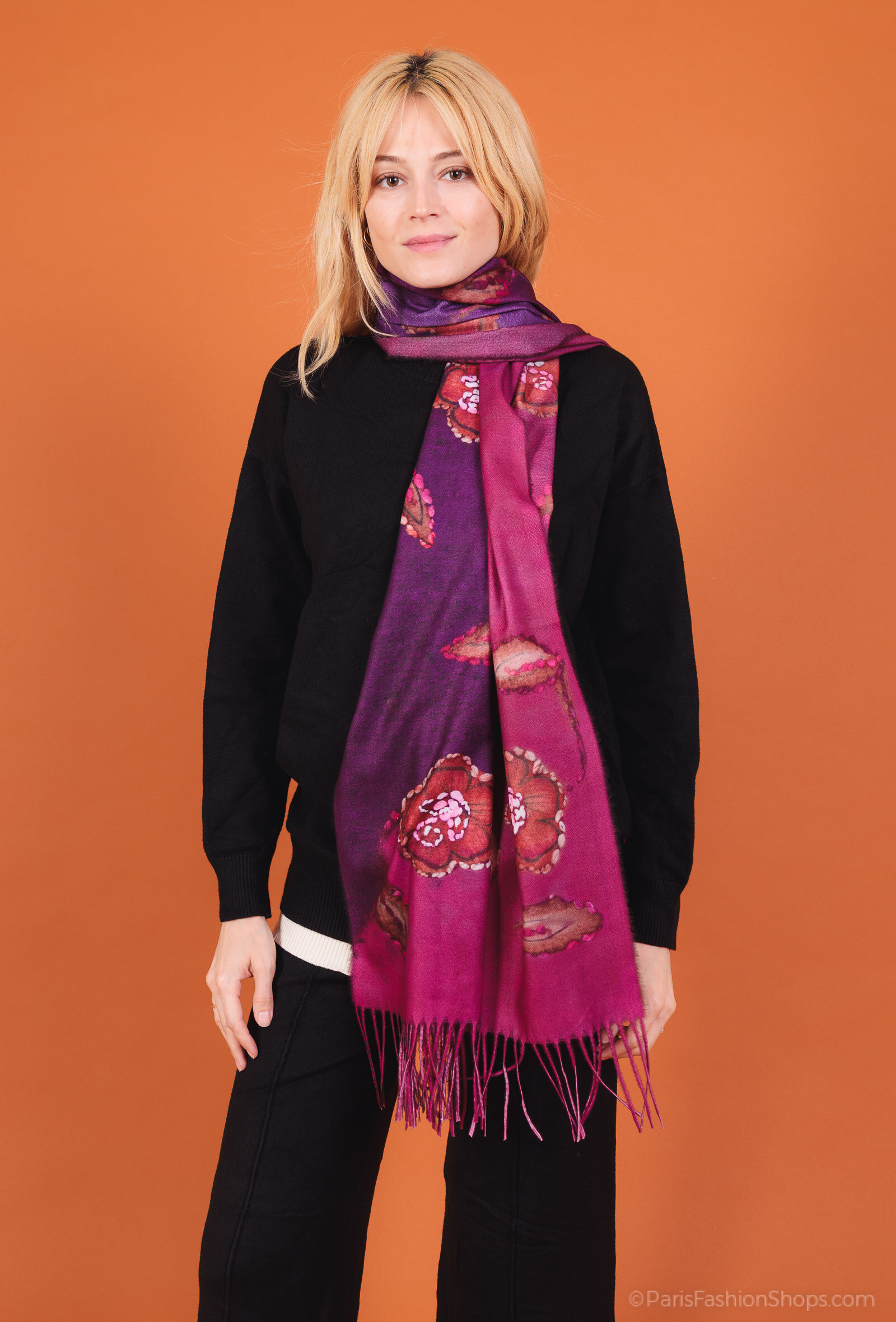 Großhändler By Oceane - Bedruckter Schal mit Fransen
