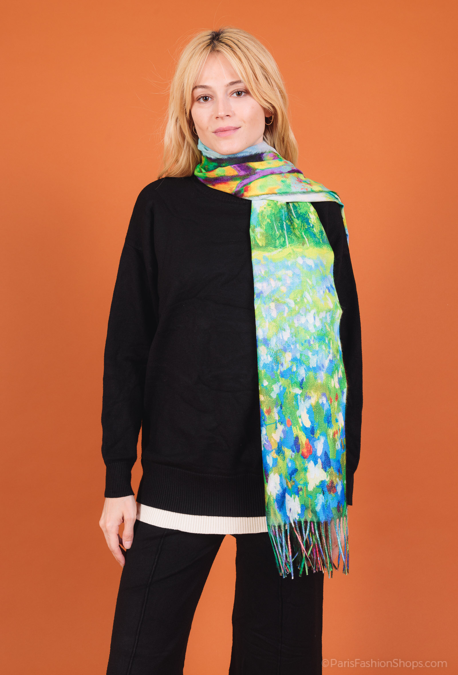 Großhändler By Oceane - Bedruckter Schal mit Fransen