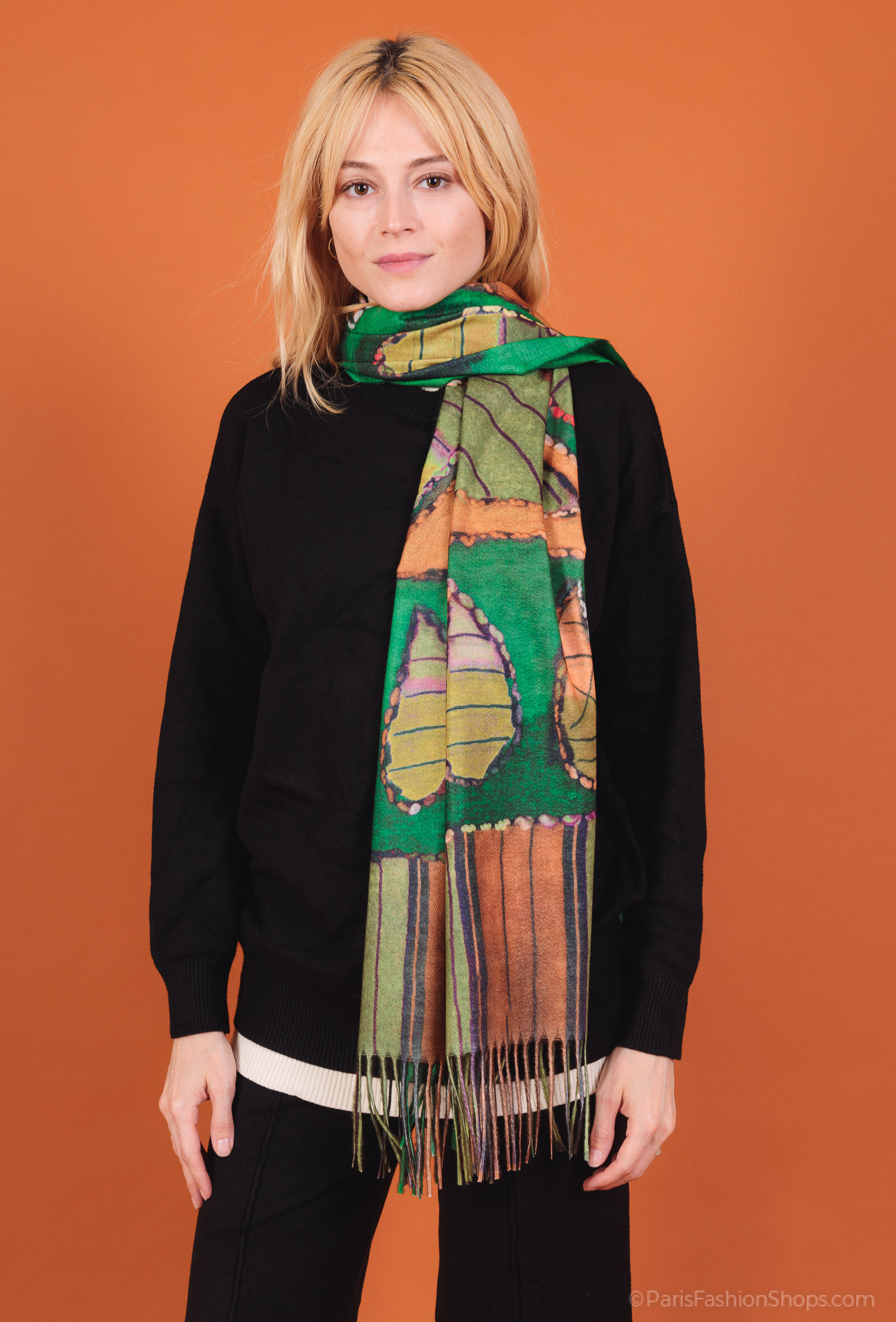 Großhändler By Oceane - Bedruckter Schal mit Fransen
