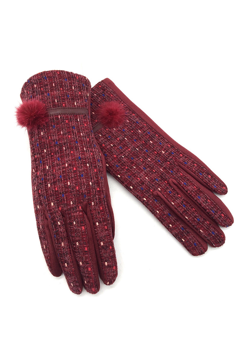 Großhändler By Oceane - HANDSCHUHE MIT KLEINER MINK-POM-POM-VERZIERUNG. TOUCHSCREEN-EMPFINDLICH