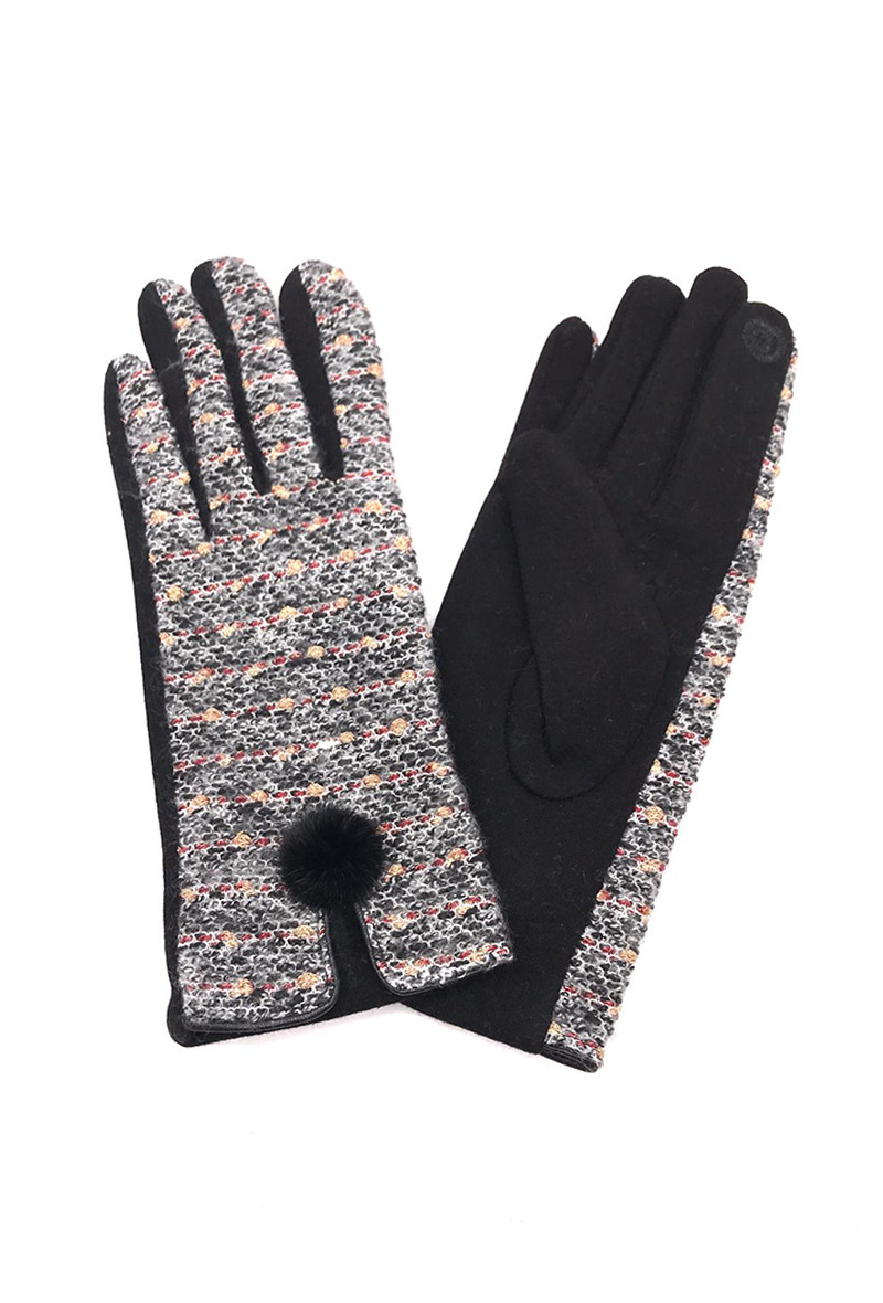 Großhändler By Oceane - LEICHT GEFÜTTERTER TOUCH-HANDSCHUH MIT KUNSTFELL-POMPOM