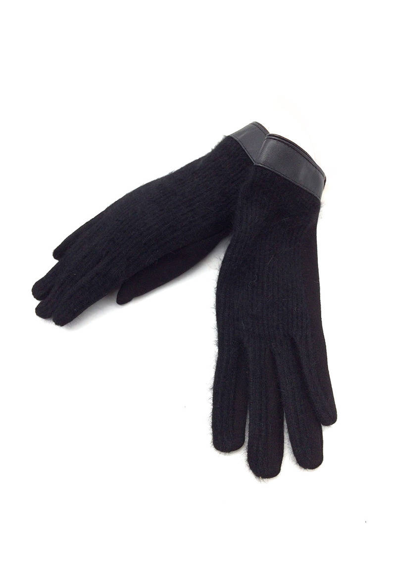 Großhändler By Oceane - MOHAIR-STIL-STRICKHANDSCHUH MIT PU-BÜNDCHEN, TOUCHSCREEN-EMPFINDLICH