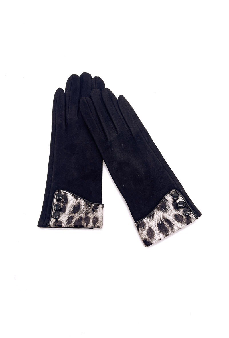 Grossiste By Oceane - Gants doux à petit détail boutonné et animalier