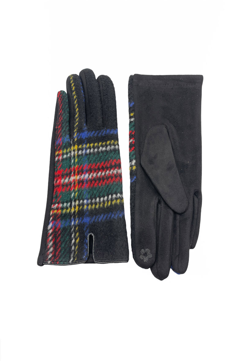 Grossiste By Oceane - GANTS TACTILE EN TISSUE À CARREAUX ÉCOSSAIS