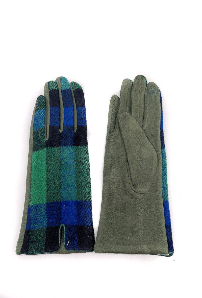 Grossiste By Oceane - GANTS TACTILE EN TISSUE À CARREAUX ÉCOSSAIS
