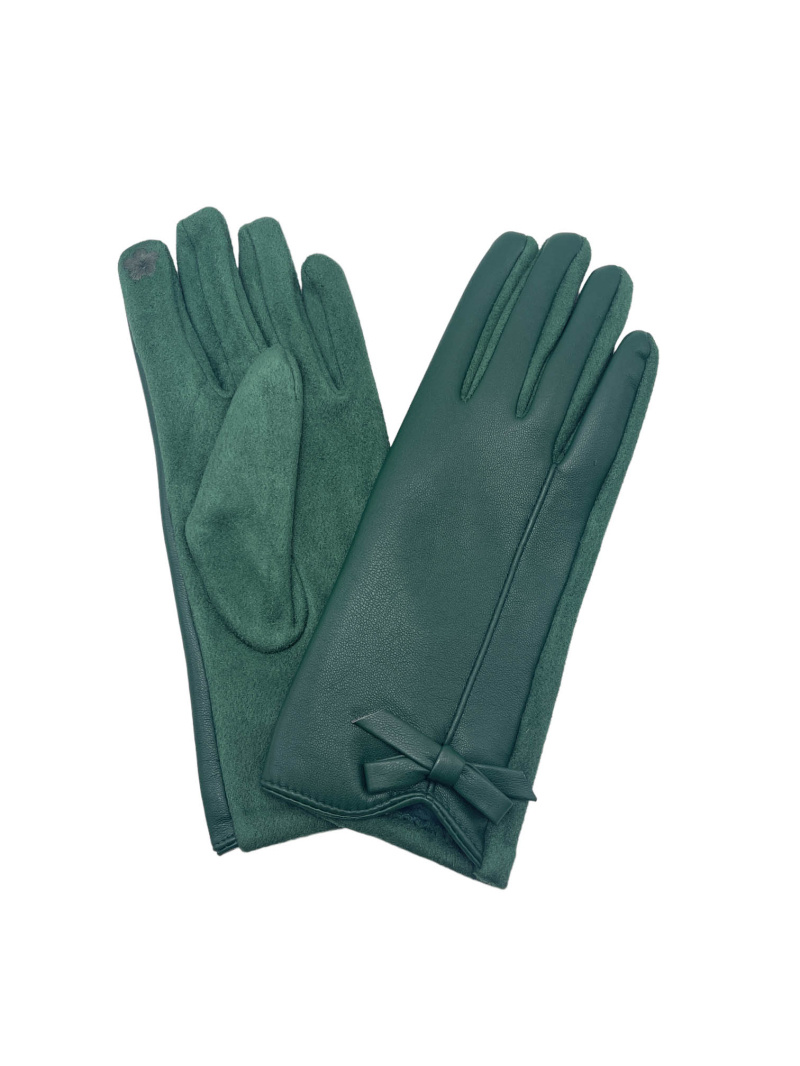 Wholesaler By Oceane - Tactile faux leather gloves with small bow