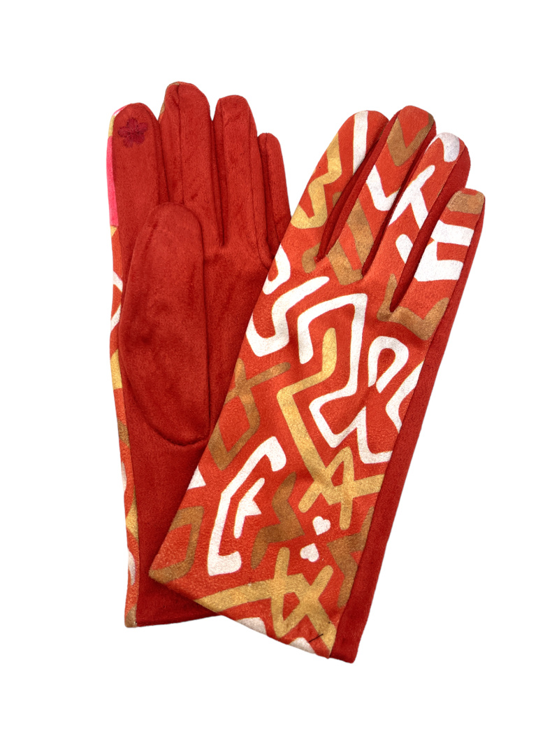 Wholesaler By Oceane - Touch sensitive gloves with geometric  print