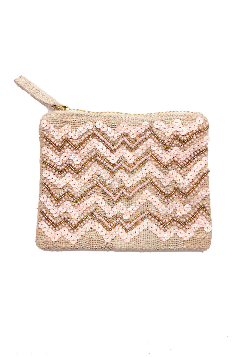 Wholesaler By Oceane - COIN PURSE, HAND EMBROIDERY WITH SEQUINS AND BEADS ON JQ FABRIC