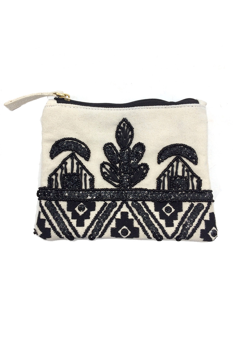 Wholesaler By Oceane - COIN PURSE, HAND EMBROIDERY WITH GLASS BEADS & SEQUINS