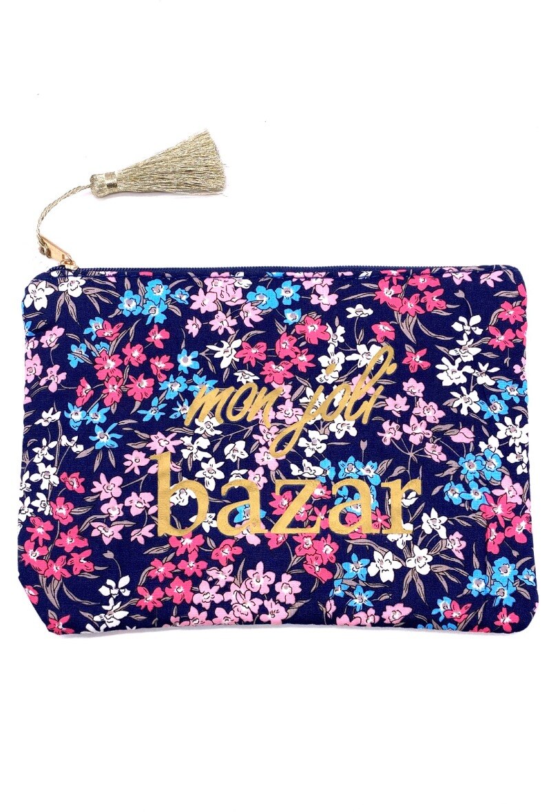 Wholesaler By Oceane - Small cotton pouch with floral print