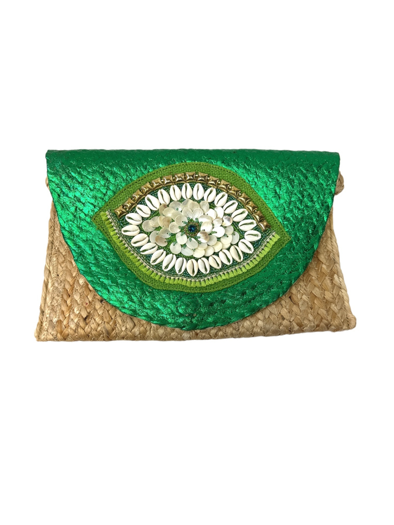Wholesaler By Oceane - HAND WEAVED HANDBAG IN JUTE WITH HALF CIRCLE FLAP