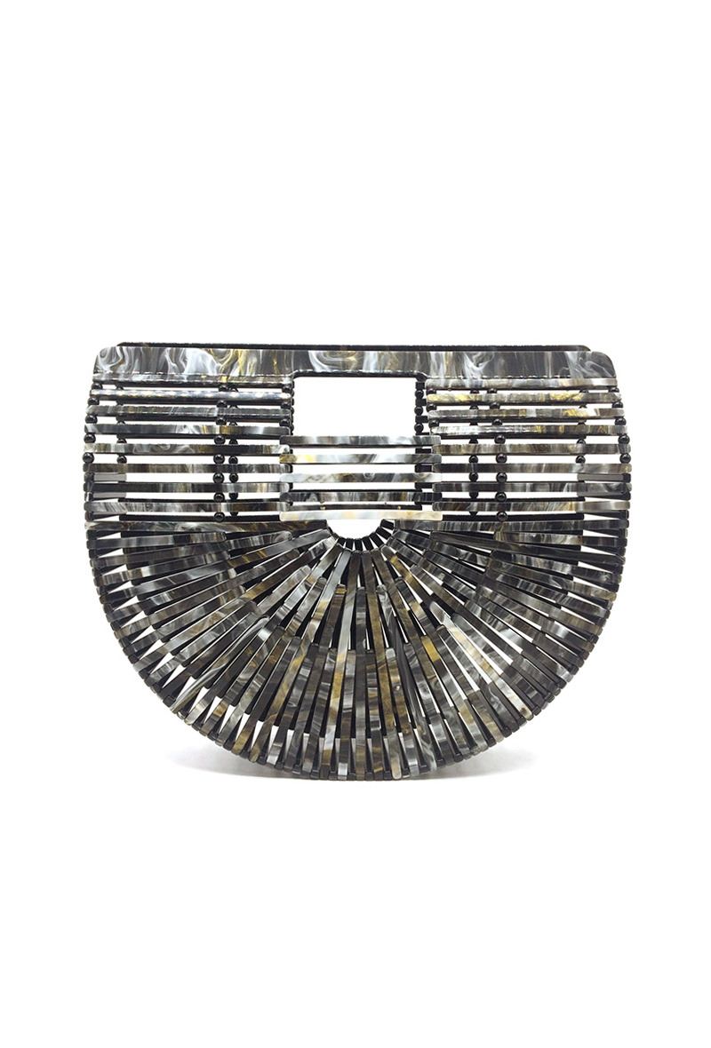 Wholesaler By Oceane - HALFMOON SHAPED HANDBAG IN ACRYLIC WITH A SUNRAY PATTERN