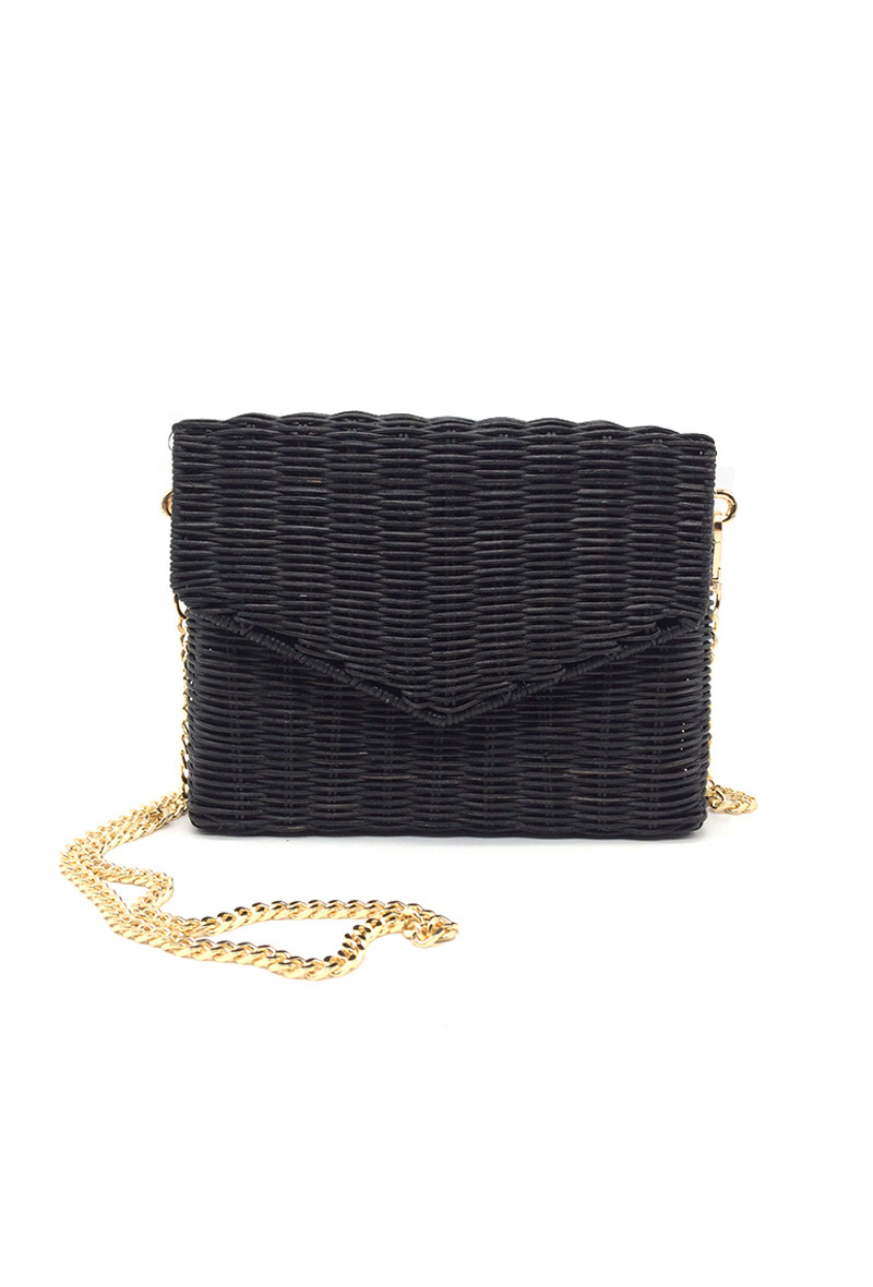 Wholesaler By Oceane - HAND WEAVED BOX SHAPE HANDBAG WITH CHAIN STRAP