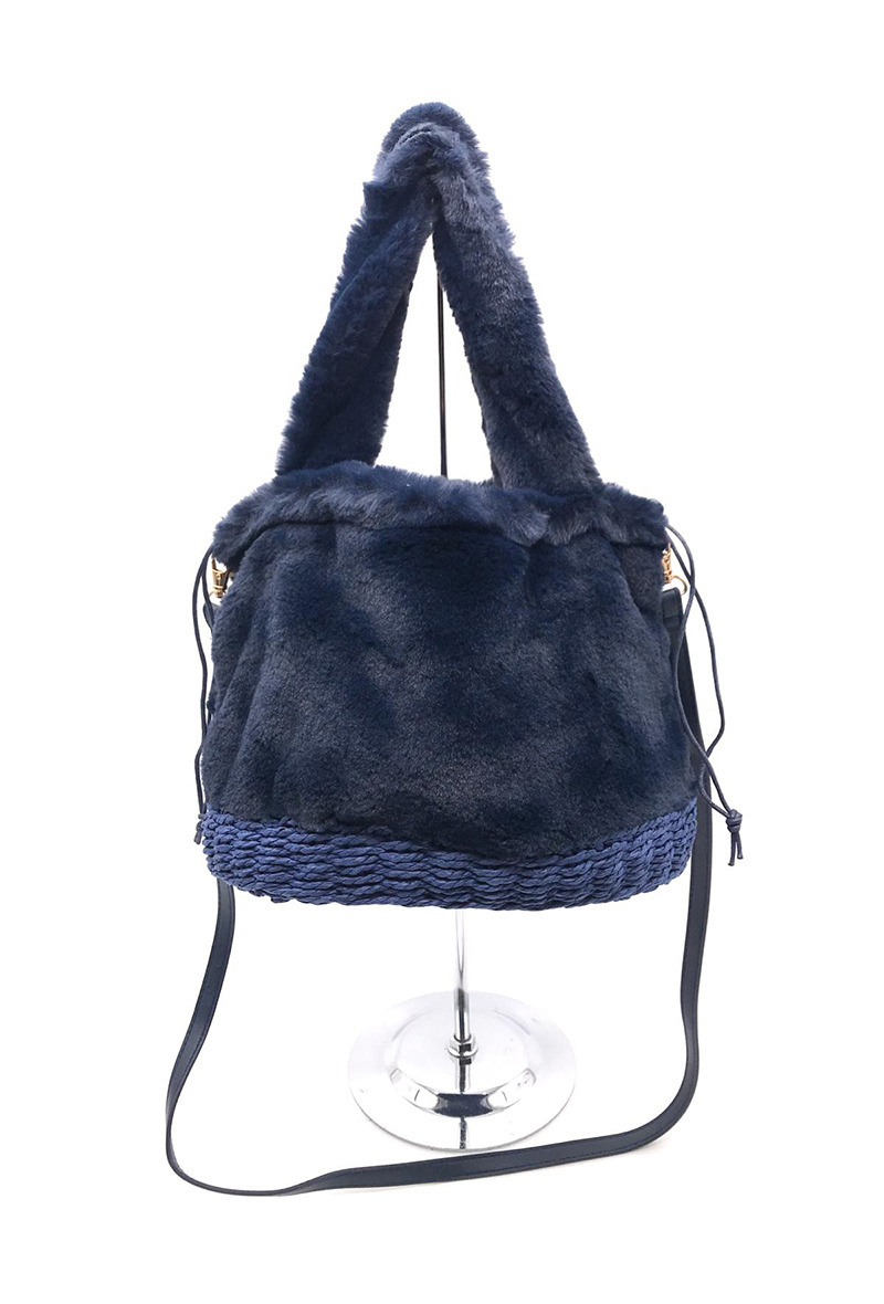 Wholesaler By Oceane - HANDMADE FAKE RABBIT FUR HOBO BAG