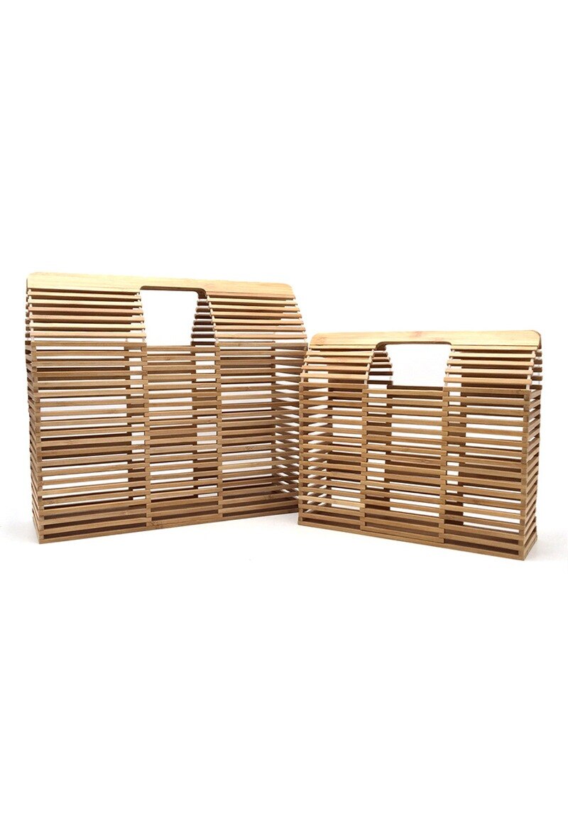 Wholesaler By Oceane - RECTANGLE SHAPED HANDBAG SET HANDMADE WITH BAMBOO STICKS