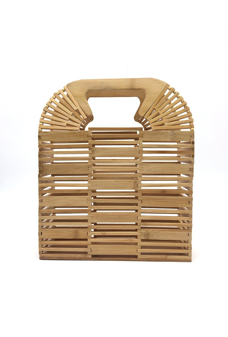 Wholesaler By Oceane - BOX SHAPED HANDBAG HANDMADE WITH BAMBOO STICKS