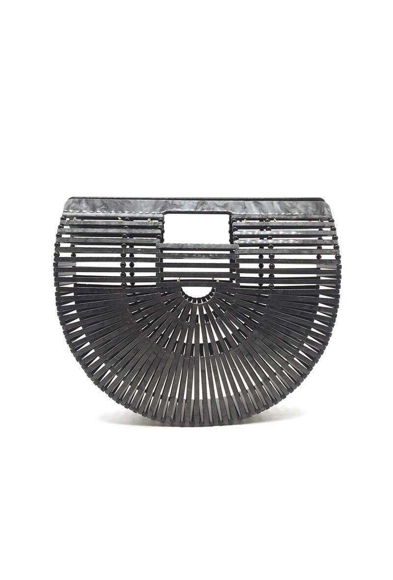 Wholesaler By Oceane - HALFMOON SHAPED HANDBAG IN ACRYLIC WITH A SUNRAY PATTERN