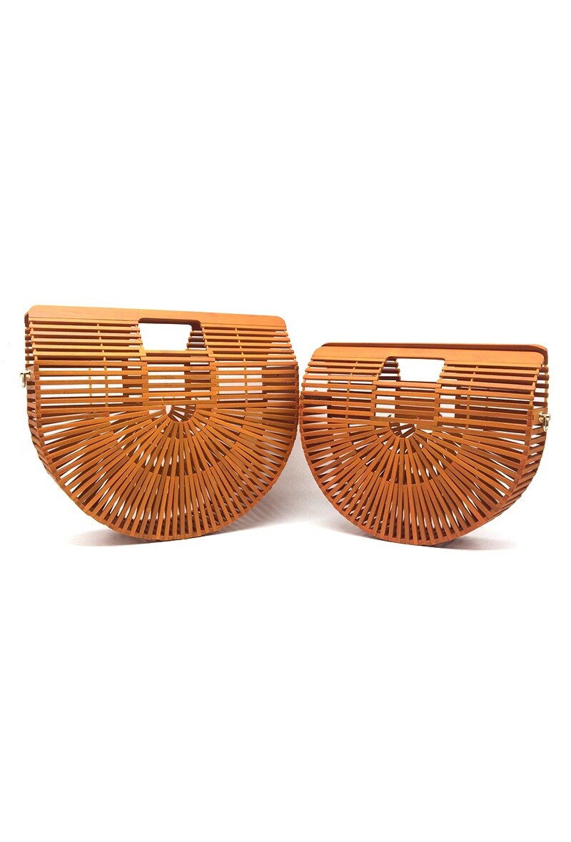 Wholesaler By Oceane - HALFMOON SHAPED HANDBAG SET HANDMADE WITH BAMBOO STICKS