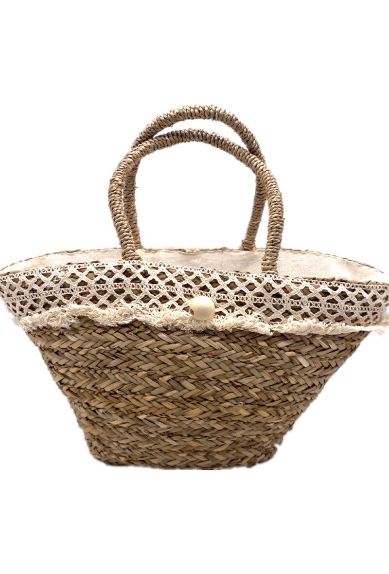 Grossiste By Oceane - SAC DE PLAGE FAIT A LA MAIN AVEC DECORATION EN DENTELLE