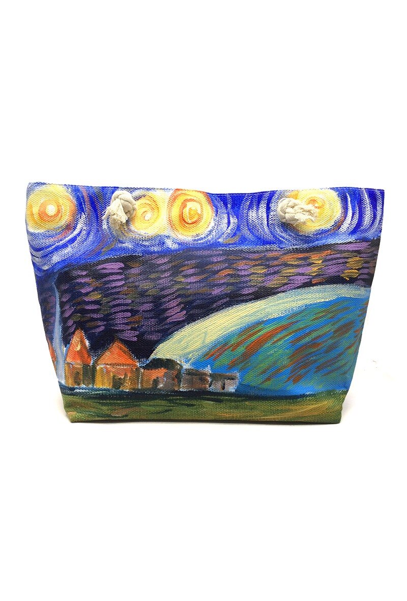 Grossiste By Oceane - SAC DE PLAGE AVEC UNE IMAGE PEINTE À LA MAIN D'UNE NUIT ÉTOILÉE
