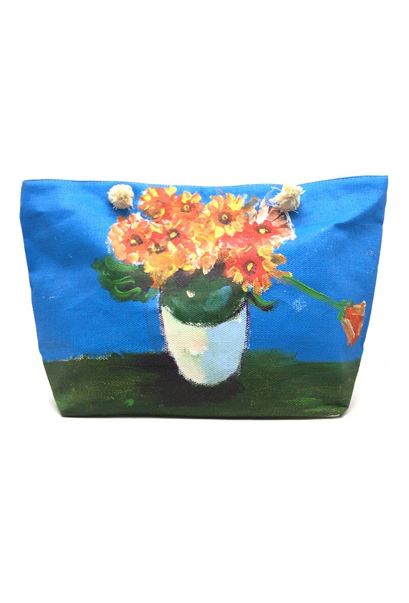 Grossiste By Oceane - SAC DE PLAGE AVEC UNE IMAGE PEINTE À LA MAIN D'UN VASE DE FLEURS