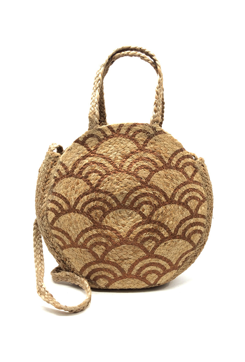 Wholesaler By Oceane - CIRCULAR SHOULDER BAG DECORATED WITH GEOMETRIC HALF CIRCLES IN FOIL PRINT