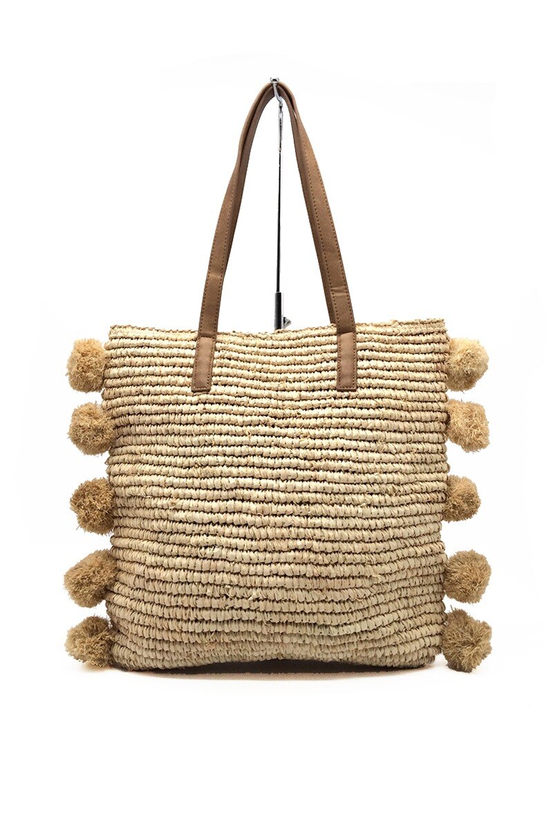 Wholesaler By Oceane - HAND CROCHET SHOULDER , RAFFIA POMPON DECO