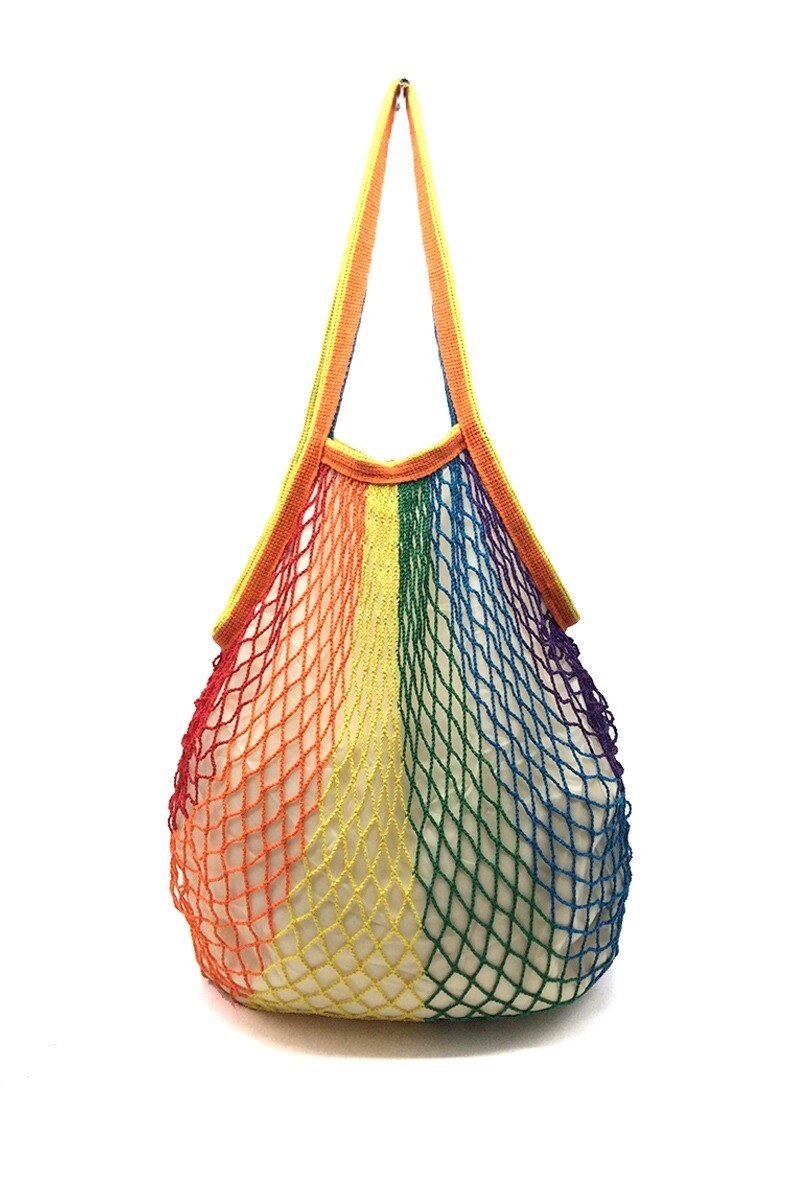 Grossiste By Oceane - SAC À PROVISIONS EN MAILLE COLORÉE AVEC DOUBLURE