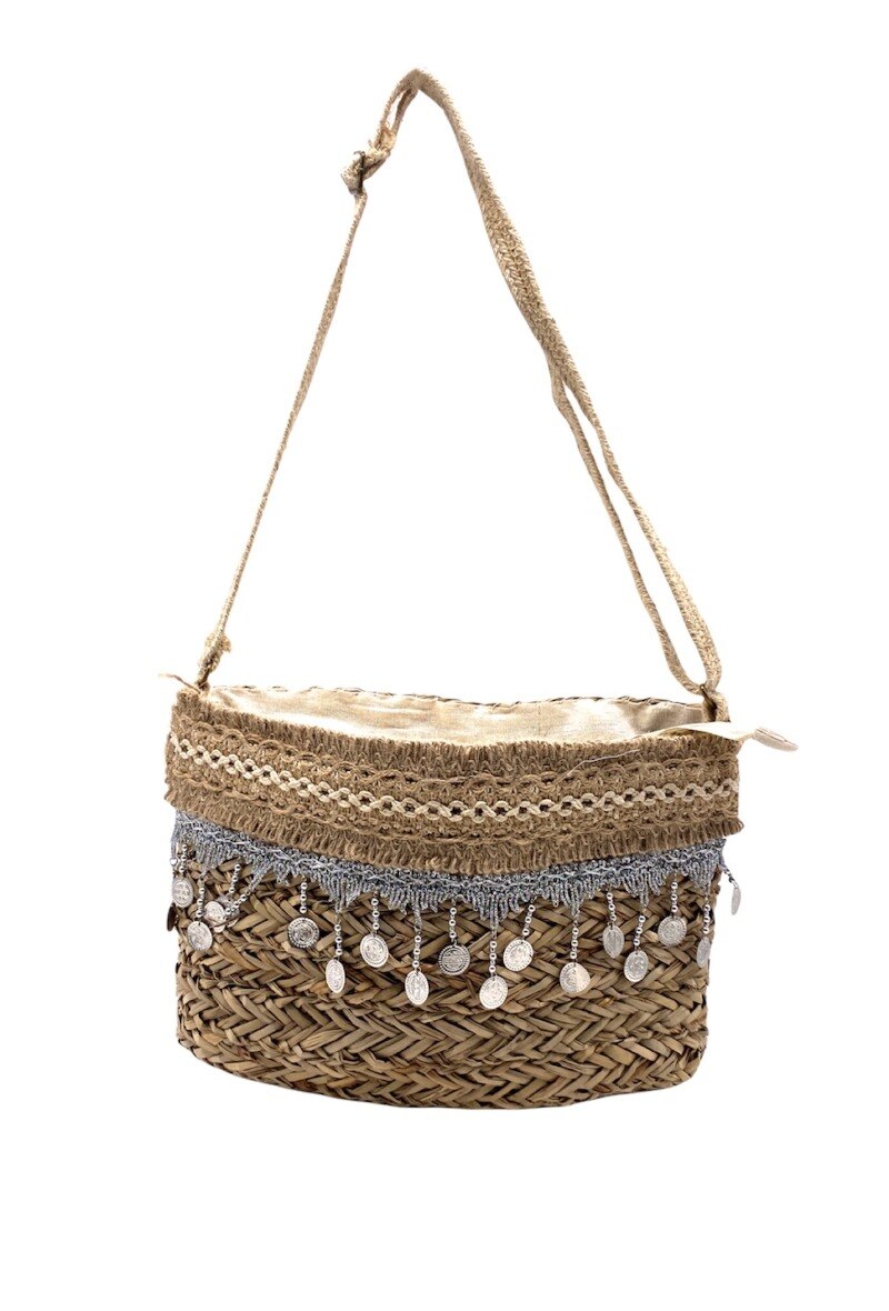 Wholesaler By Oceane - HANDMADE CROSSBODY BAG WITH SEQUIN IN SILVER