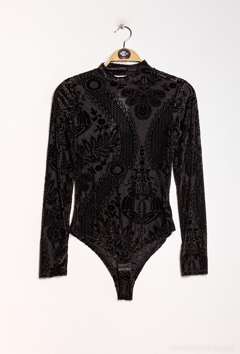 Wholesaler By Swan - Mesh bodysuit with velvet print