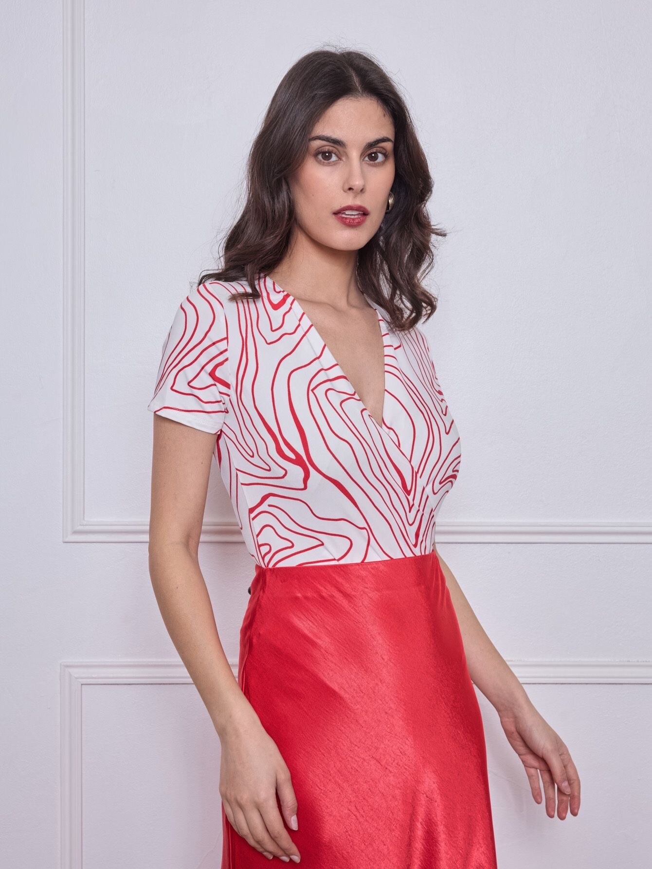 Wholesaler By Swan - Printed wrap-over bodysuit