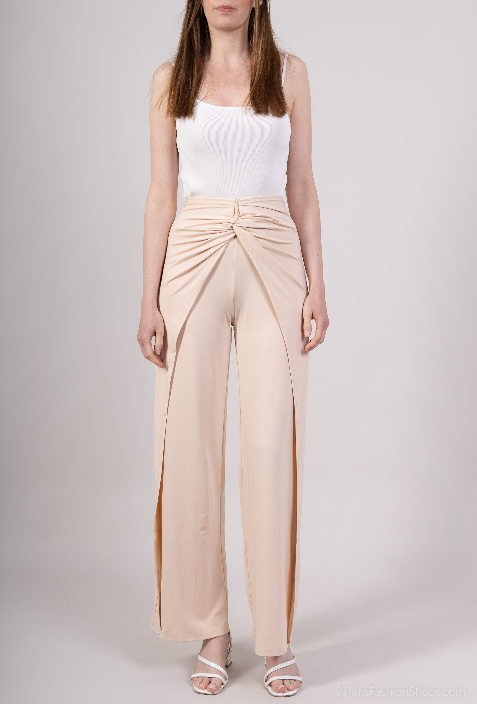 Pantalon fluide printemps-été, idéal pour femme, en viscose (65%), polyester (30%) et élasthanne (5%), importé de Chine.
