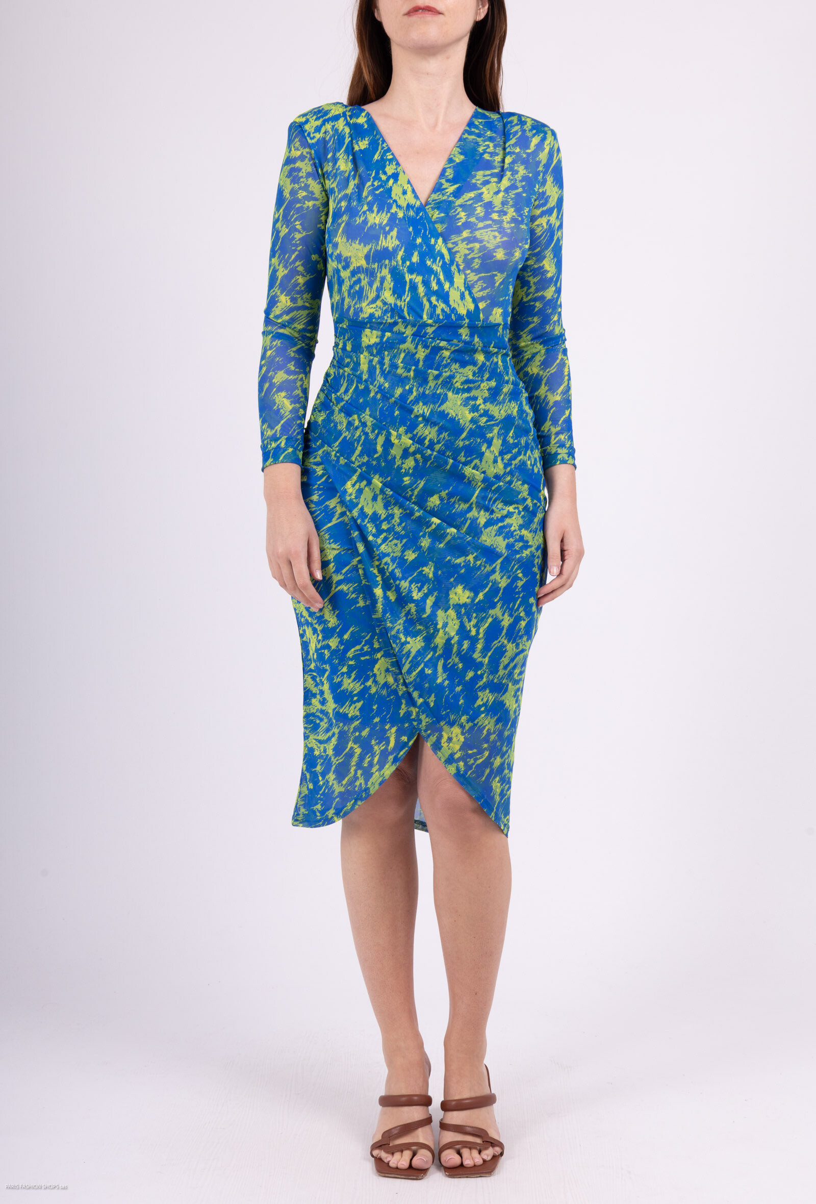 Robe en mesh légère pour femme, idéale pour le printemps/été, en polyester, viscose et élasthanne, fabriquée en Chine. Parfaite pour les soirées décontractées.