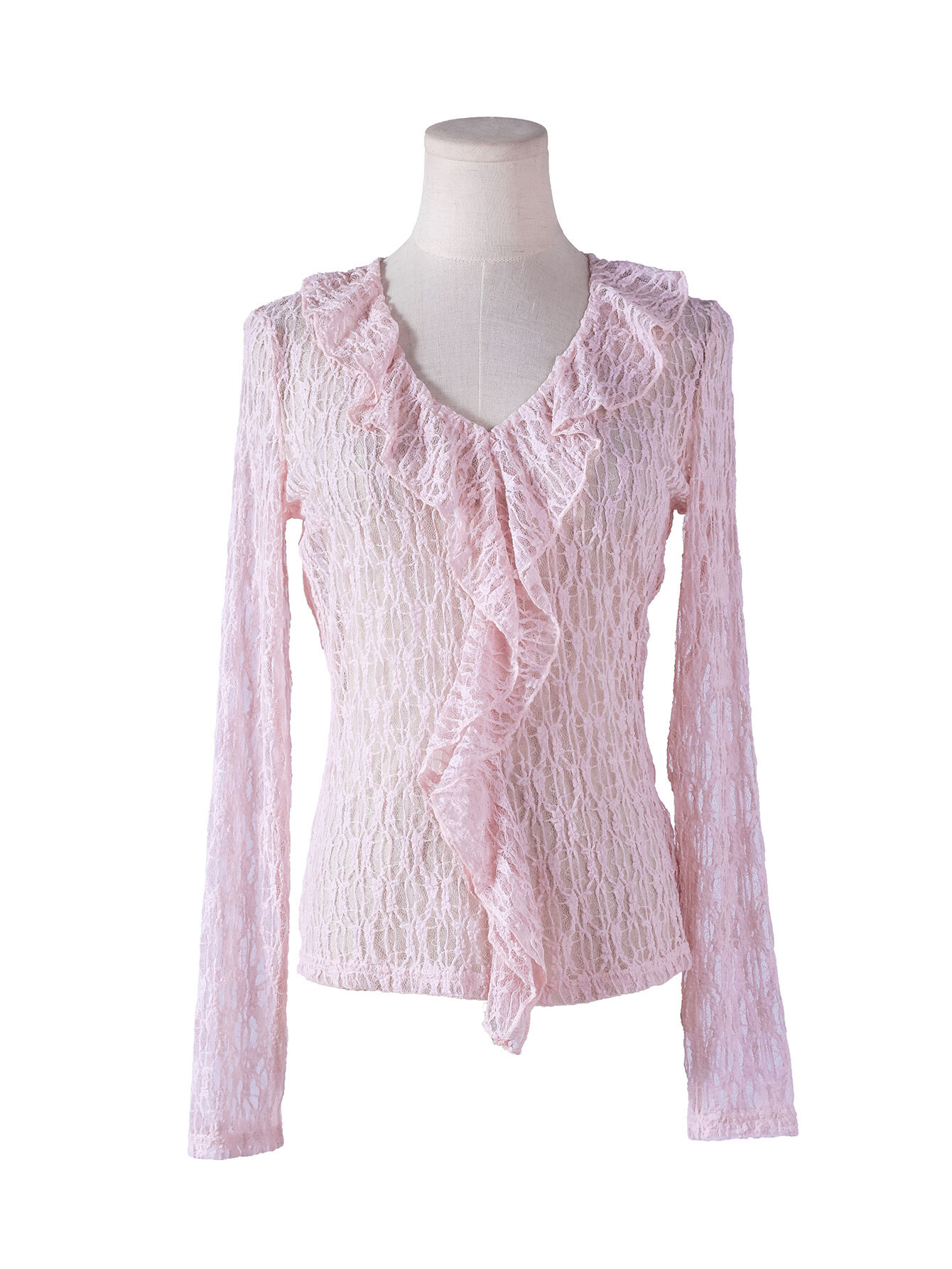 Top Dentelle écru BY SWAN - Taille XL - Occasion Très Bon état - Haut Féminin Léger