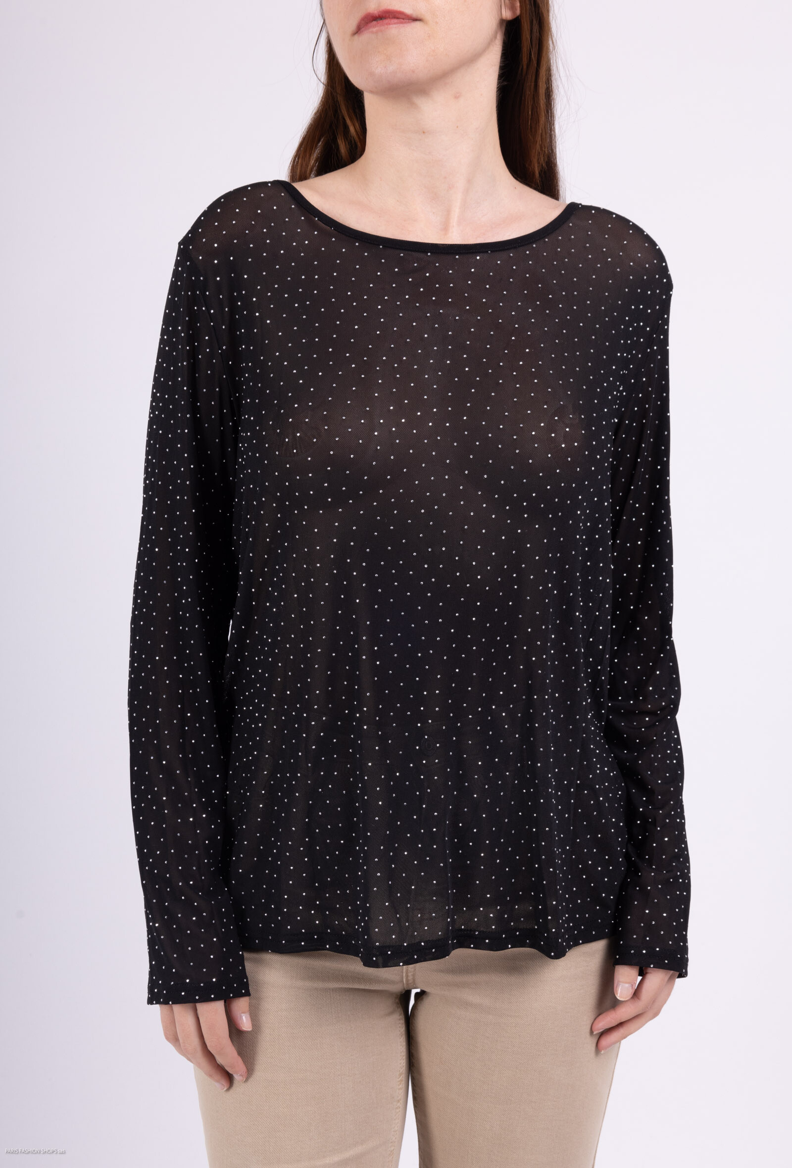 Wholesaler By Swan - Top in mesh with rhinestones