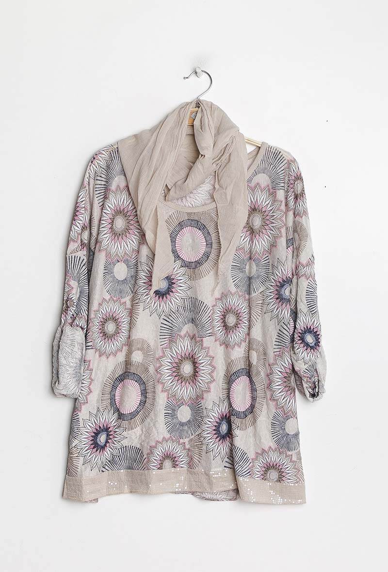 Großhändler C'Belle - Bedruckte Bluse mit Schal