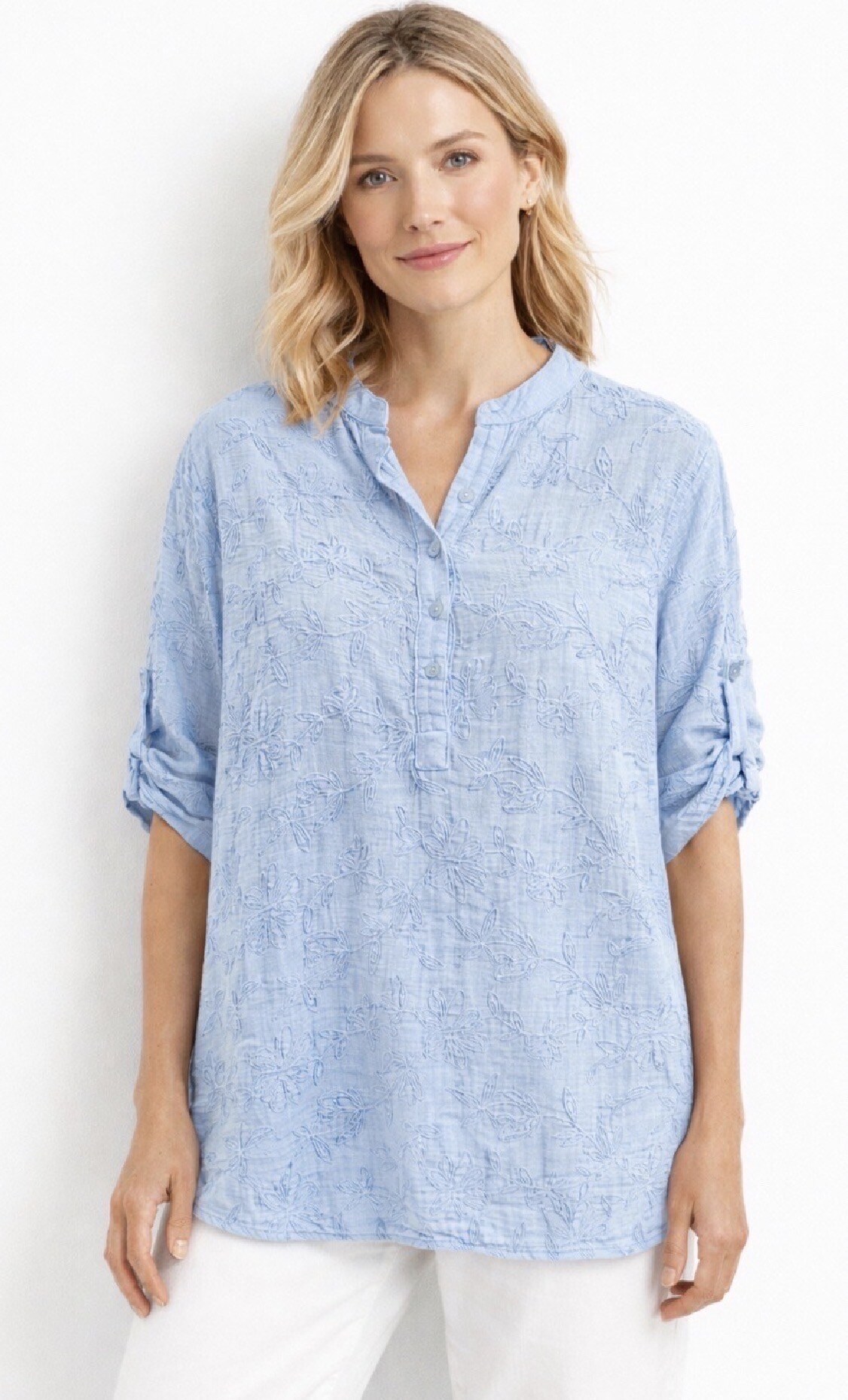 Grossiste C'Belle - Chemise brodée longueur 75cm tour de poitrine 60cm