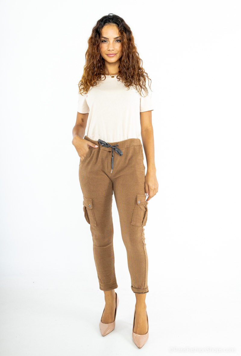 Grossiste C'Belle - Pantalon cargo velour
