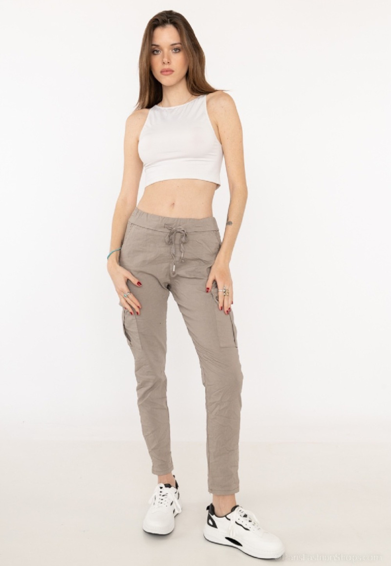 Grossiste C'Belle - Pantalon de cargo avec poches latérales et côtés en coton