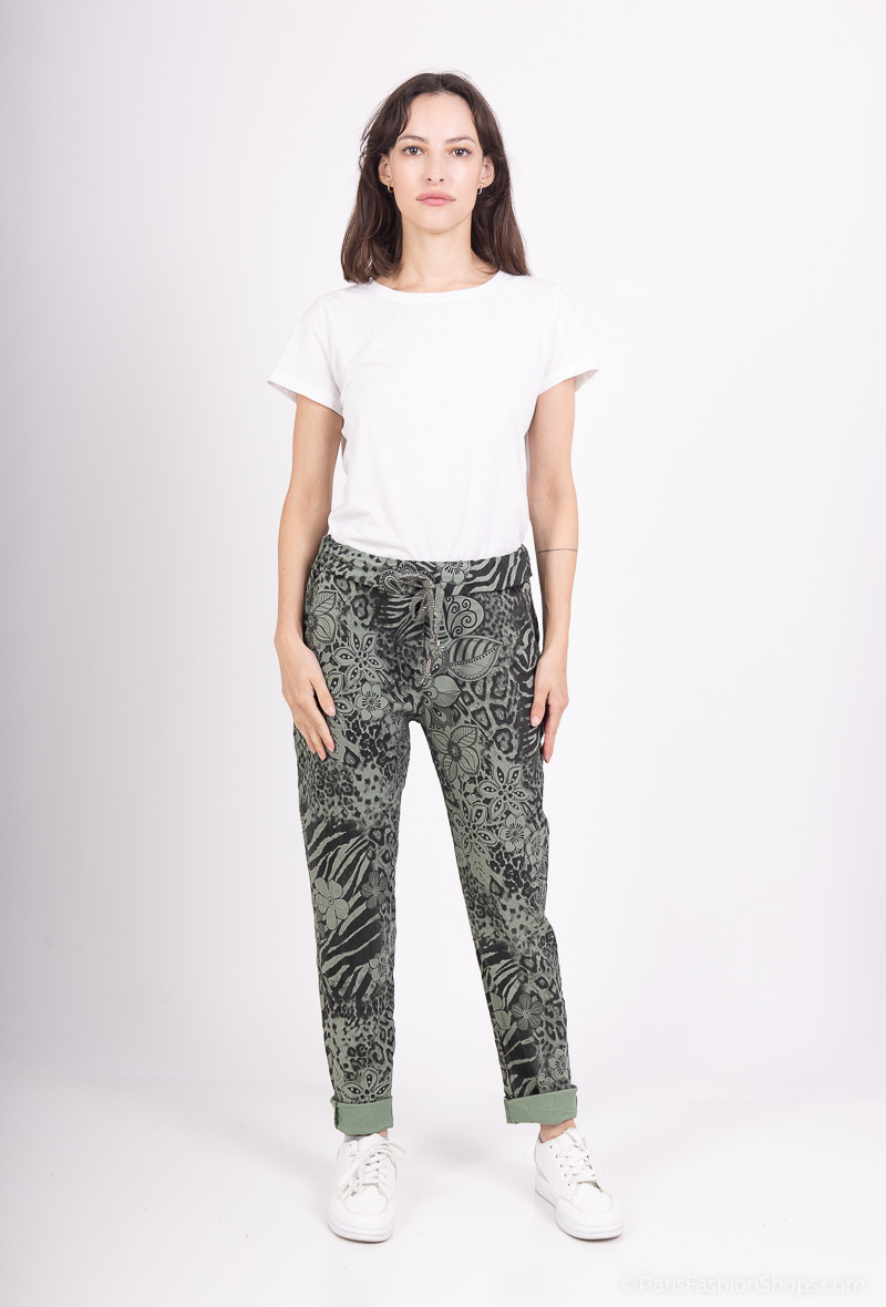 Grossiste C'Belle - Pantalon imprimé animal en coton